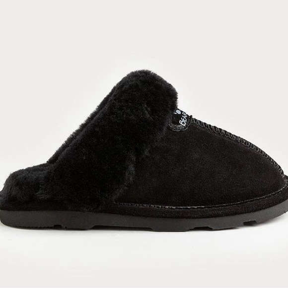 Bearpaw Fuzzy Slippers Black Size 7 NWT - Picture 2 of 6